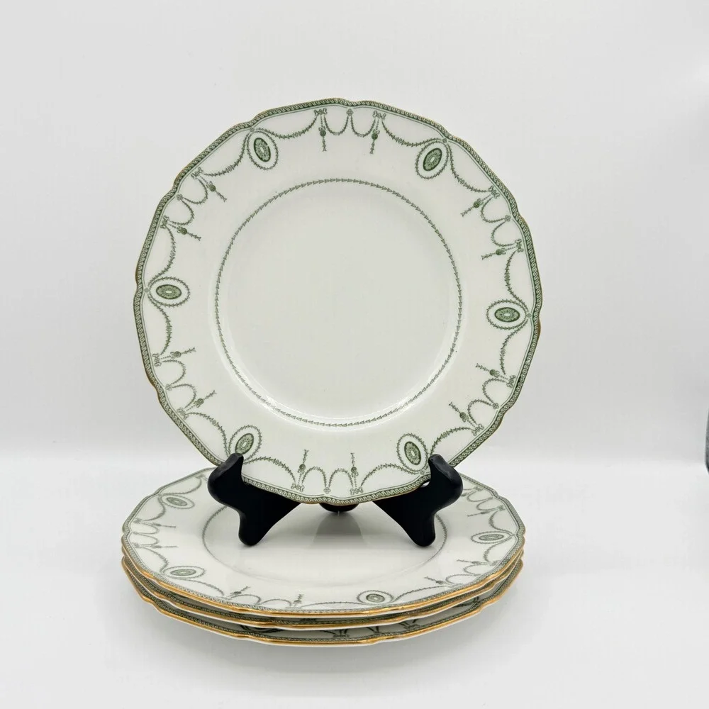 Royal Doulton Countess Antique Green Gold Luncheon Plates Set of 4